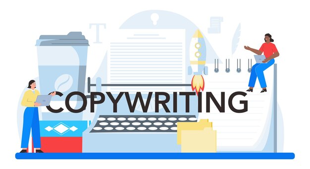 copywriting typographic header writing designing texts creativity promotion idea finding information making valuable content vector flat illustration 613284 256